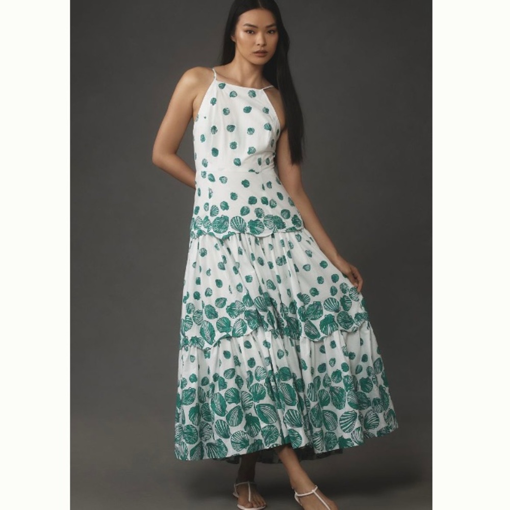 🌿|NWT| Anthropologie Maeve Halter Tiered Maxi Dress